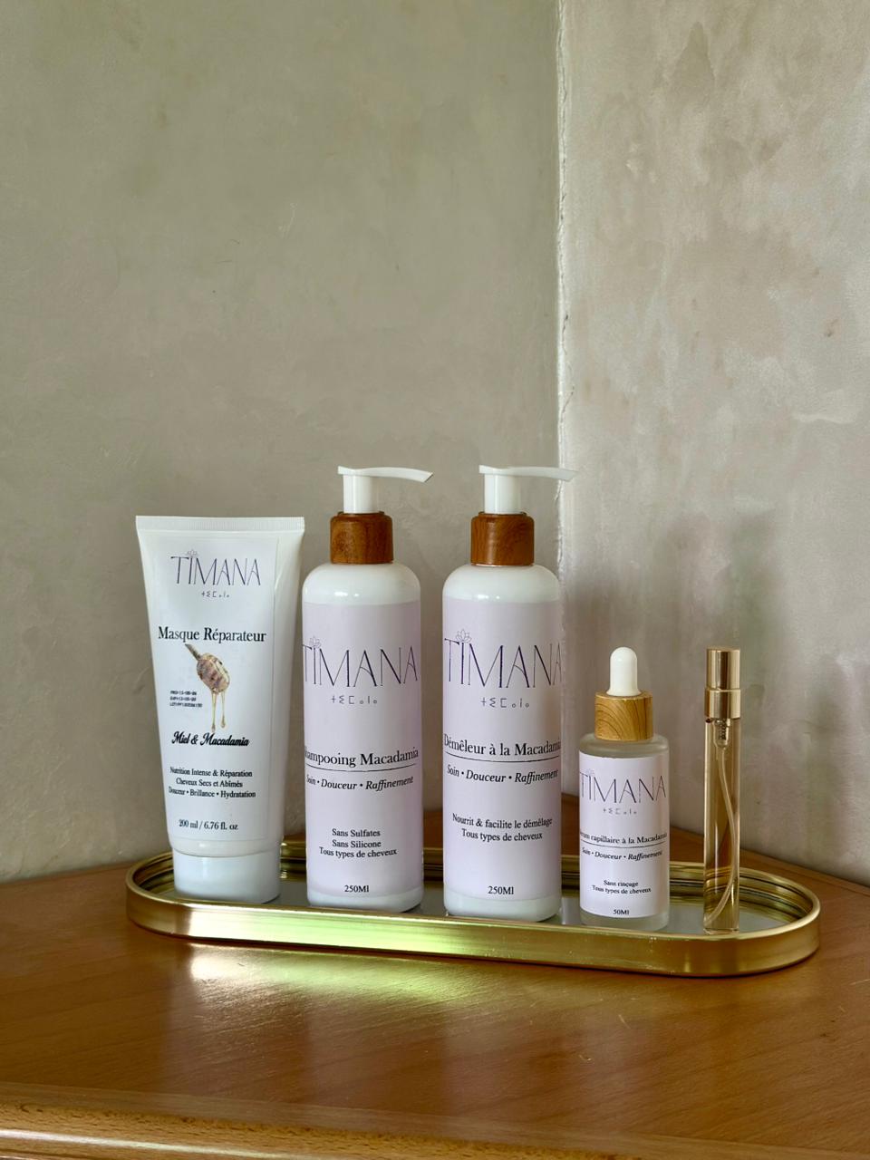 Shampooing + Après-shampooing+ Masque réparateur + sérum thermo protecteur + Parfum cheveux miniature OFFERT